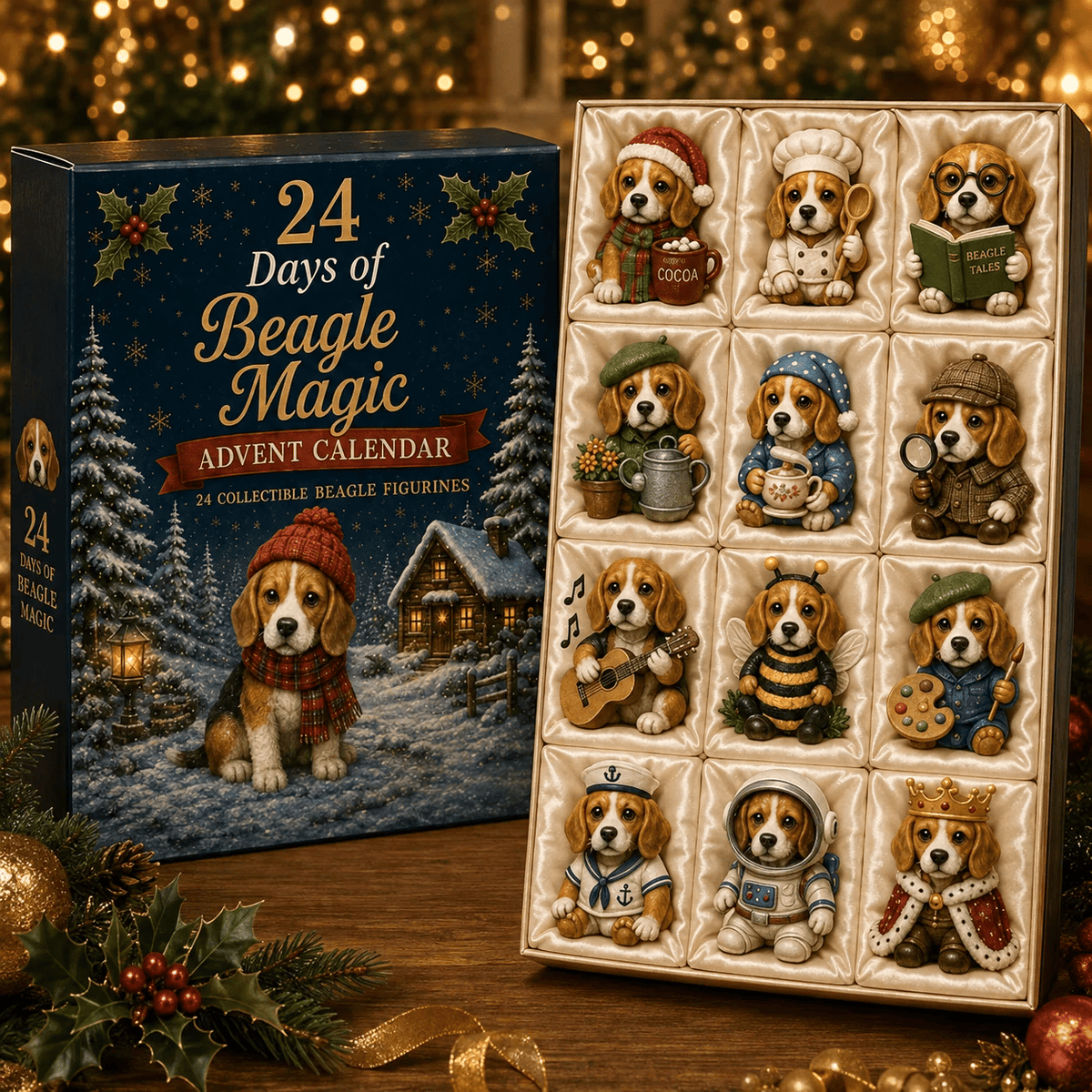 🐶🎄Beagle Magic Advent Calendar 2026 – 24 Days of Unique Beagle Miniature Collectibles, 24 Cute Holiday