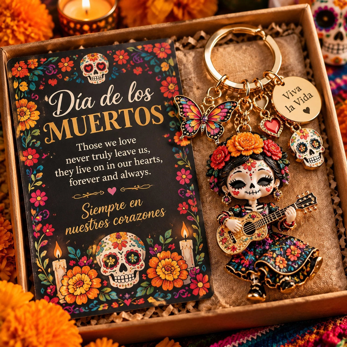 ⏳ Last day to save 50%Día de Muertos Charm Keychain – 4 Colorful Styles