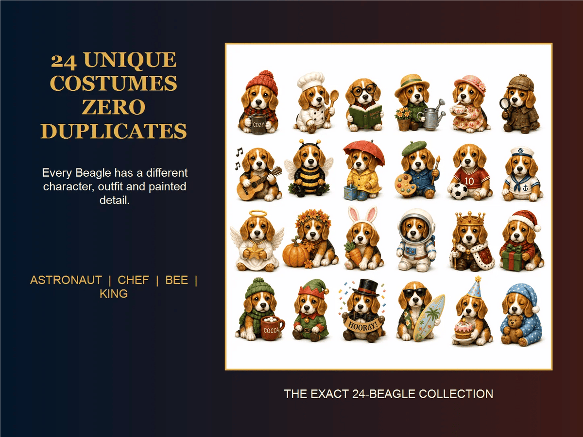 🐶🎄Beagle Magic Advent Calendar 2026 – 24 Days of Unique Beagle Miniature Collectibles, 24 Cute Holiday