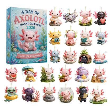 🩷 2026 Cute Axolotl Advent Calendar – 24 Surprise Acrylic Ornaments 🎁🎄