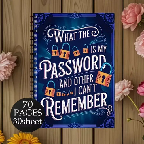 📅Funny Password Notebook - Spiral Bound with Lock Icons & Funny Security Phrases✍️