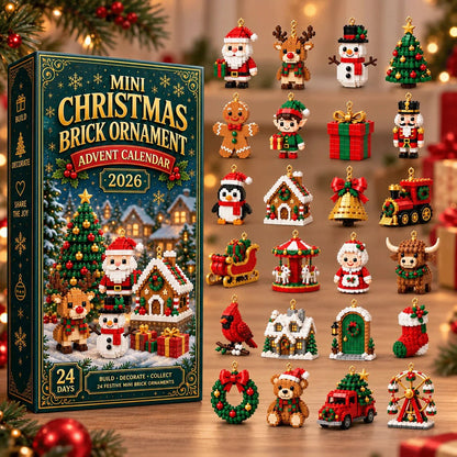 ⏳ Last day to save 50% – 🎄 24-Day Mini Christmas Ornament Advent Calendar 🧱(Product shipped without lanyard)