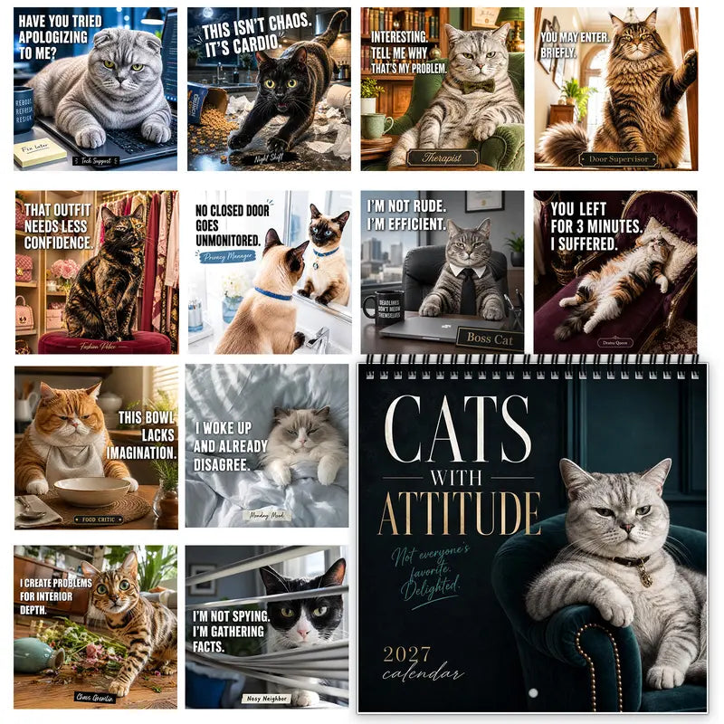 ⏳ Last day to save 50%🐱 2027 Funny Cat Wall Calendar – Sassy Quotes & Cute Cat Photos 📅✨