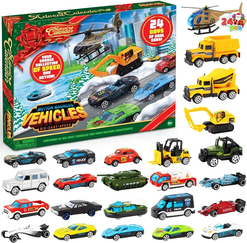 ⏳ Last day to save 50% – 🎄 2026 Christmas Advent Calendar-24 Days Countdown Calendar Cars Set