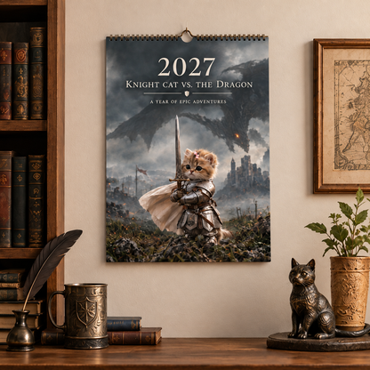 ⏳ Last day to save 50%🐱2027 Knight Cat vs. The Dragon Calendar
