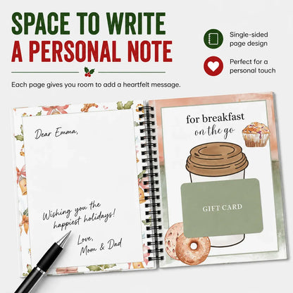 🎄🎁 Christmas Gift Card Book – 12 Themed Pages, Spiral-Bound Holiday Keepsake 🎅✨