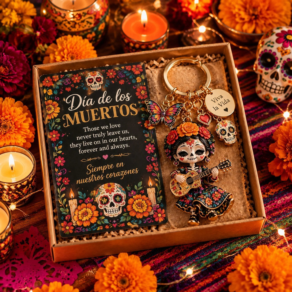 ⏳ Last day to save 50%Día de Muertos Charm Keychain – 4 Colorful Styles