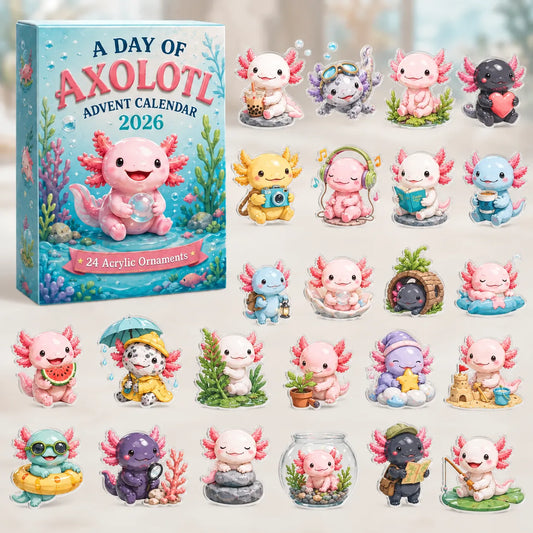 🩷 2026 Cute Axolotl Advent Calendar – 24 Surprise Acrylic Ornaments 🎁🎄