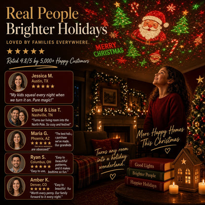 🎄 Christmas LED Projector Light ✨ | USB Plug & Play 🎅 6 Interchangeable Patterns ❄️ Cozy Holiday Room Decor 🎁