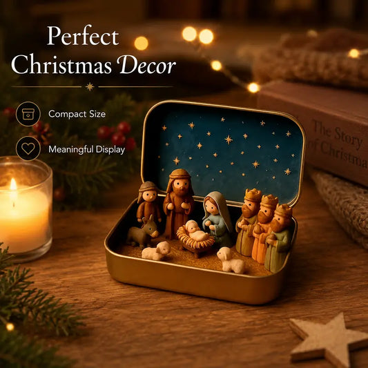 ⏳ Last Day 50% OFF – ✝️Religious Pocket-Size Mini Nativity Scene Set with Storage Box