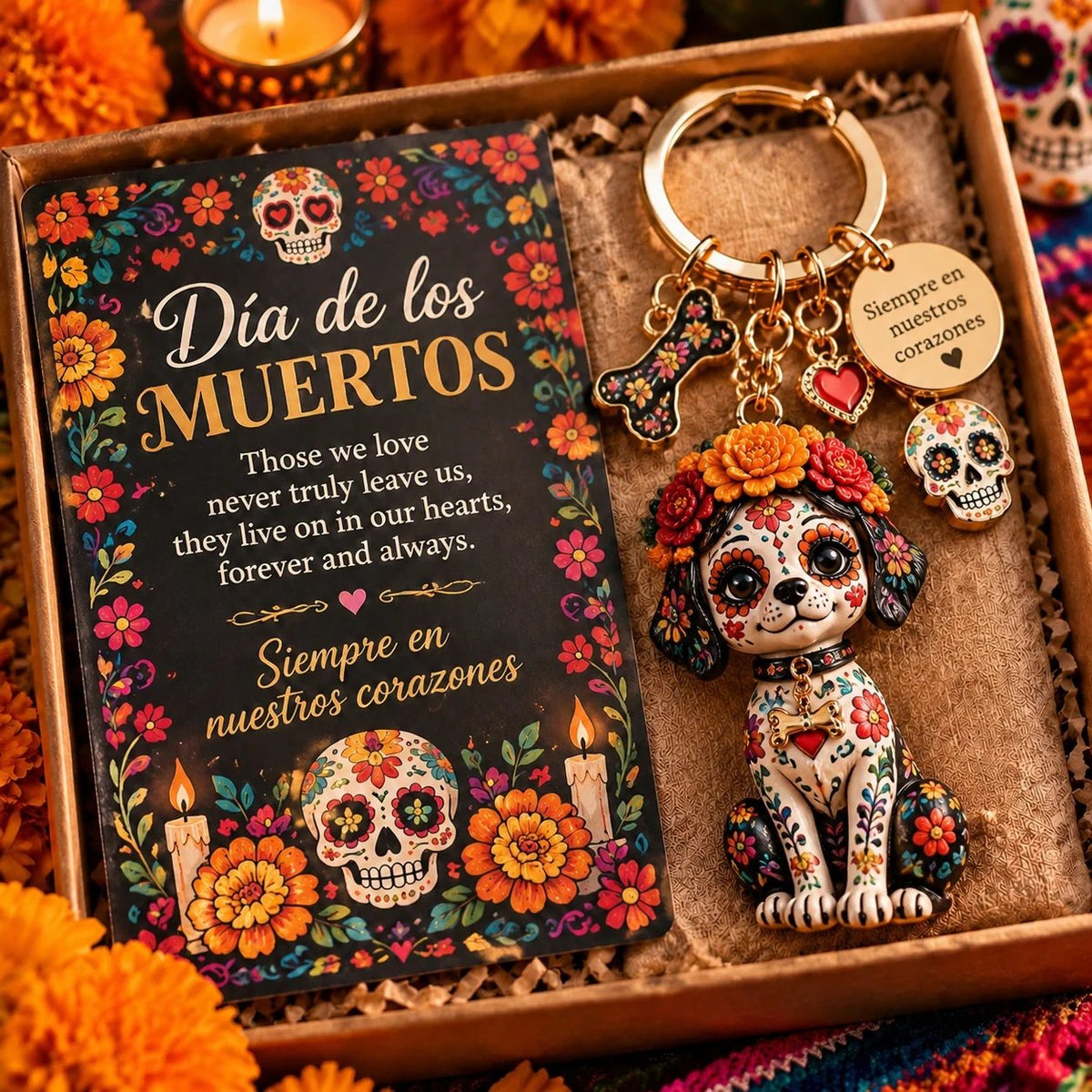 ⏳ Last day to save 50%Día de Muertos Charm Keychain – 4 Colorful Styles