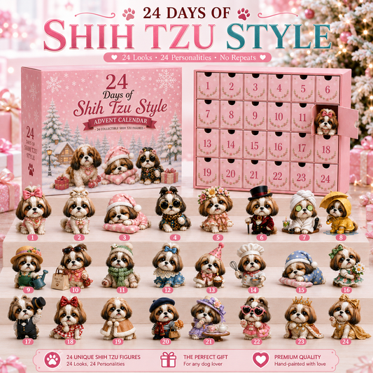 ⏳ Last day to save 50% 🐶24 Days of Shih Tzu Style Advent Calendar – 24 Unique Collectibles