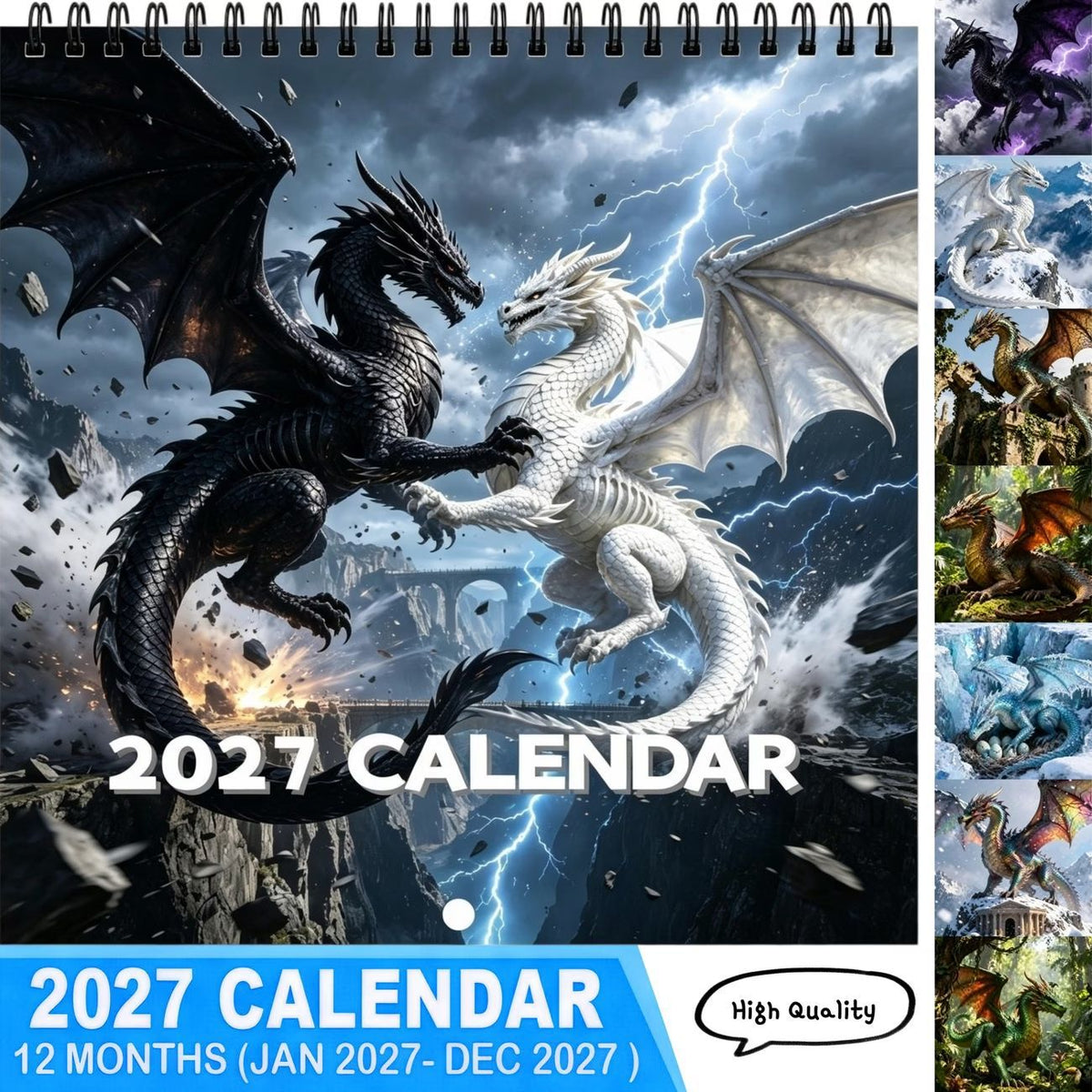 ⏳ Last day to save 50%🐲 2027 Dragon Calendar – Epic Fantasy Dragons Collection🔥🎁