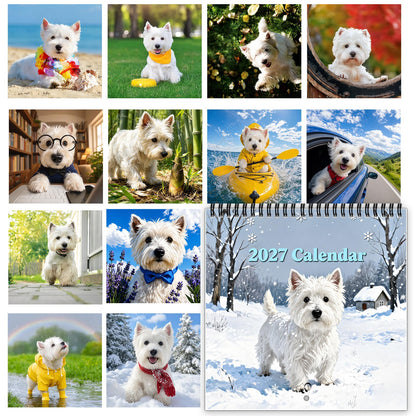 ⏳ Last day to save 50%🐾 2027 Cute DOG Calendar 🐶 – Westie Dog 12-Month Wall Calendar 📅🎁