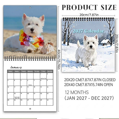 ⏳ Last day to save 50%🐾 2027 Cute DOG Calendar 🐶 – Westie Dog 12-Month Wall Calendar 📅🎁