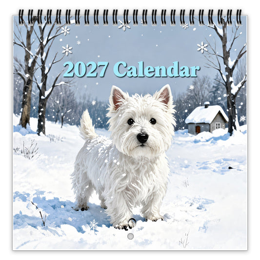 ⏳ Last day to save 50%🐾 2027 Cute DOG Calendar 🐶 – Westie Dog 12-Month Wall Calendar 📅🎁