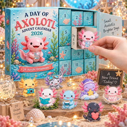 🩷 2026 Cute Axolotl Advent Calendar – 24 Surprise Acrylic Ornaments 🎁🎄