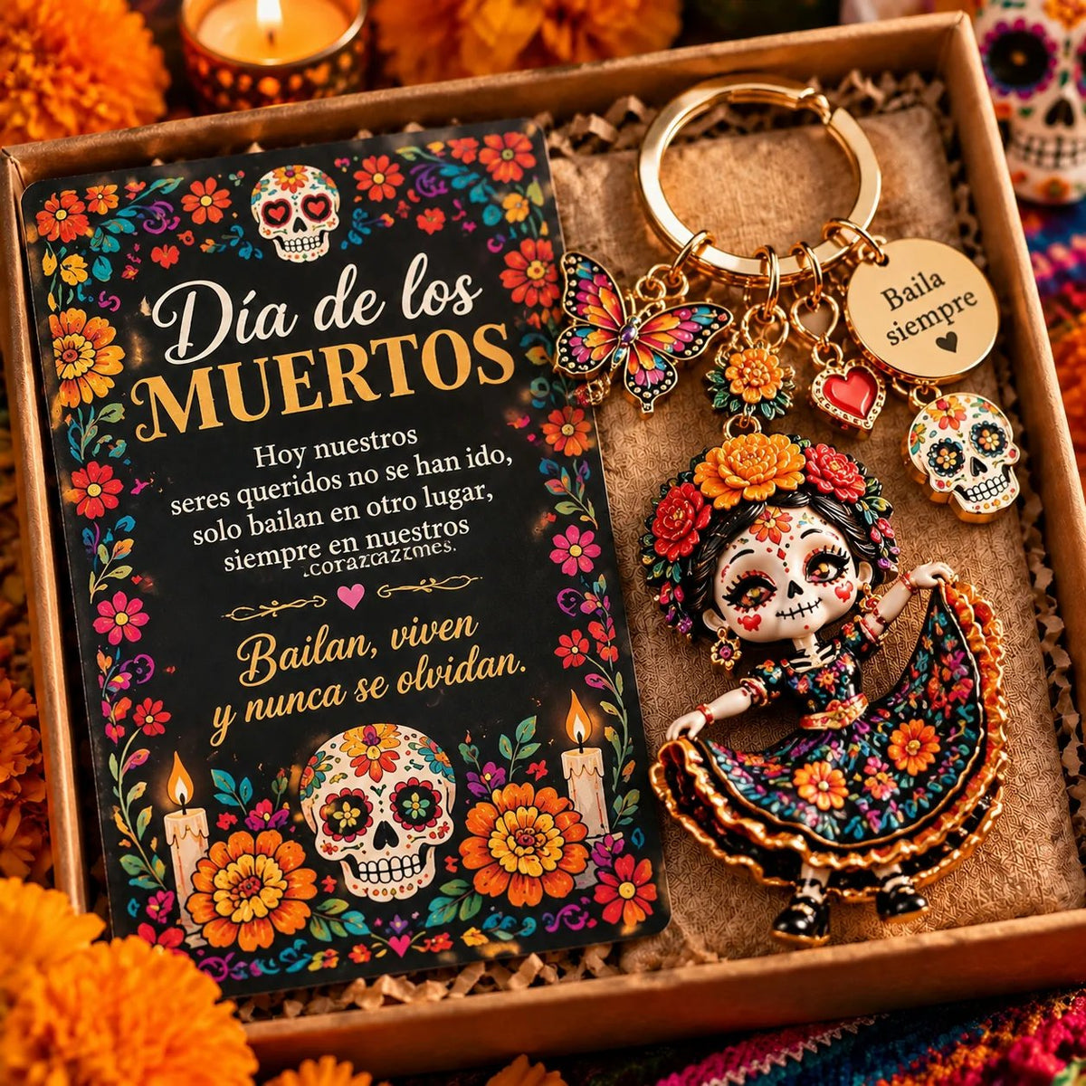 ⏳ Last day to save 50%Día de Muertos Charm Keychain – 4 Colorful Styles