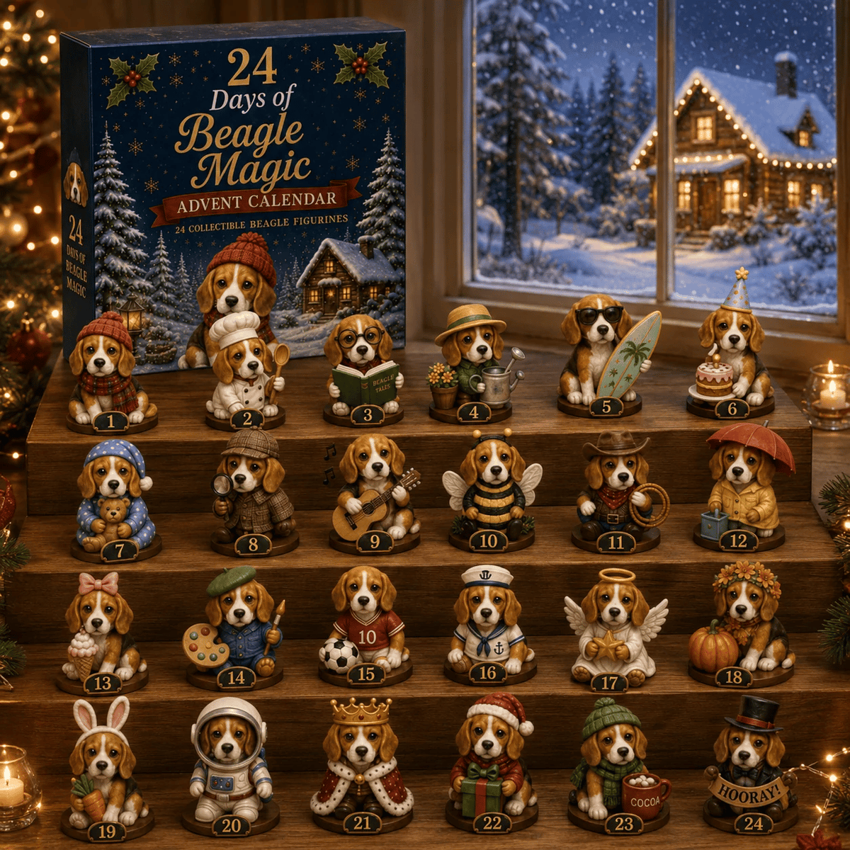 🐶🎄Beagle Magic Advent Calendar 2026 – 24 Days of Unique Beagle Miniature Collectibles, 24 Cute Holiday
