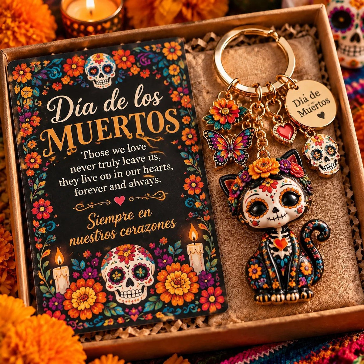 ⏳ Last day to save 50%Día de Muertos Charm Keychain – 4 Colorful Styles