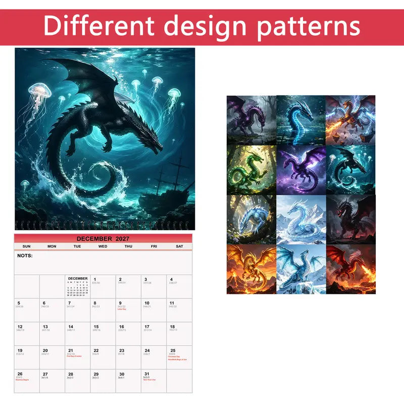 ⏳ Last day to save 50%🐲 2027 Dragon Calendar – Epic Fantasy Dragons Collection🔥🎁