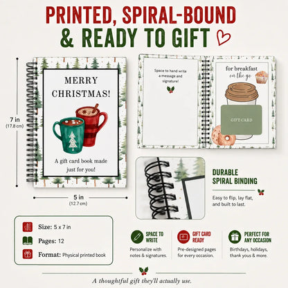 🎄🎁 Christmas Gift Card Book – 12 Themed Pages, Spiral-Bound Holiday Keepsake 🎅✨