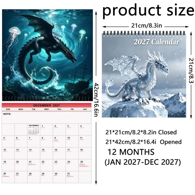 ⏳ Last day to save 50%🐲 2027 Dragon Calendar – Epic Fantasy Dragons Collection🔥🎁