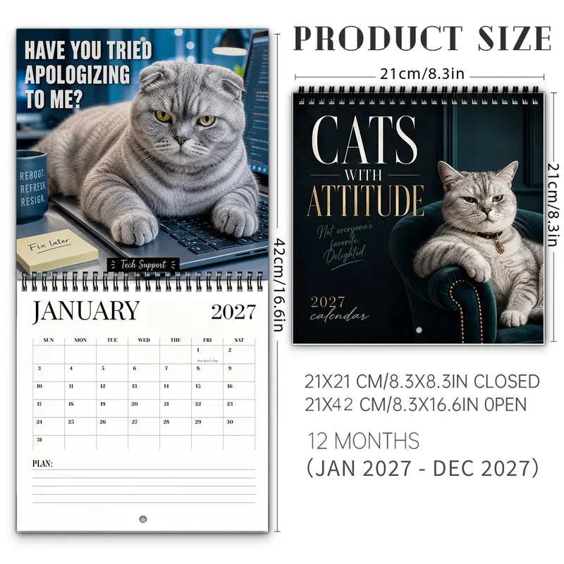 ⏳ Last day to save 50%🐱 2027 Funny Cat Wall Calendar – Sassy Quotes & Cute Cat Photos 📅✨