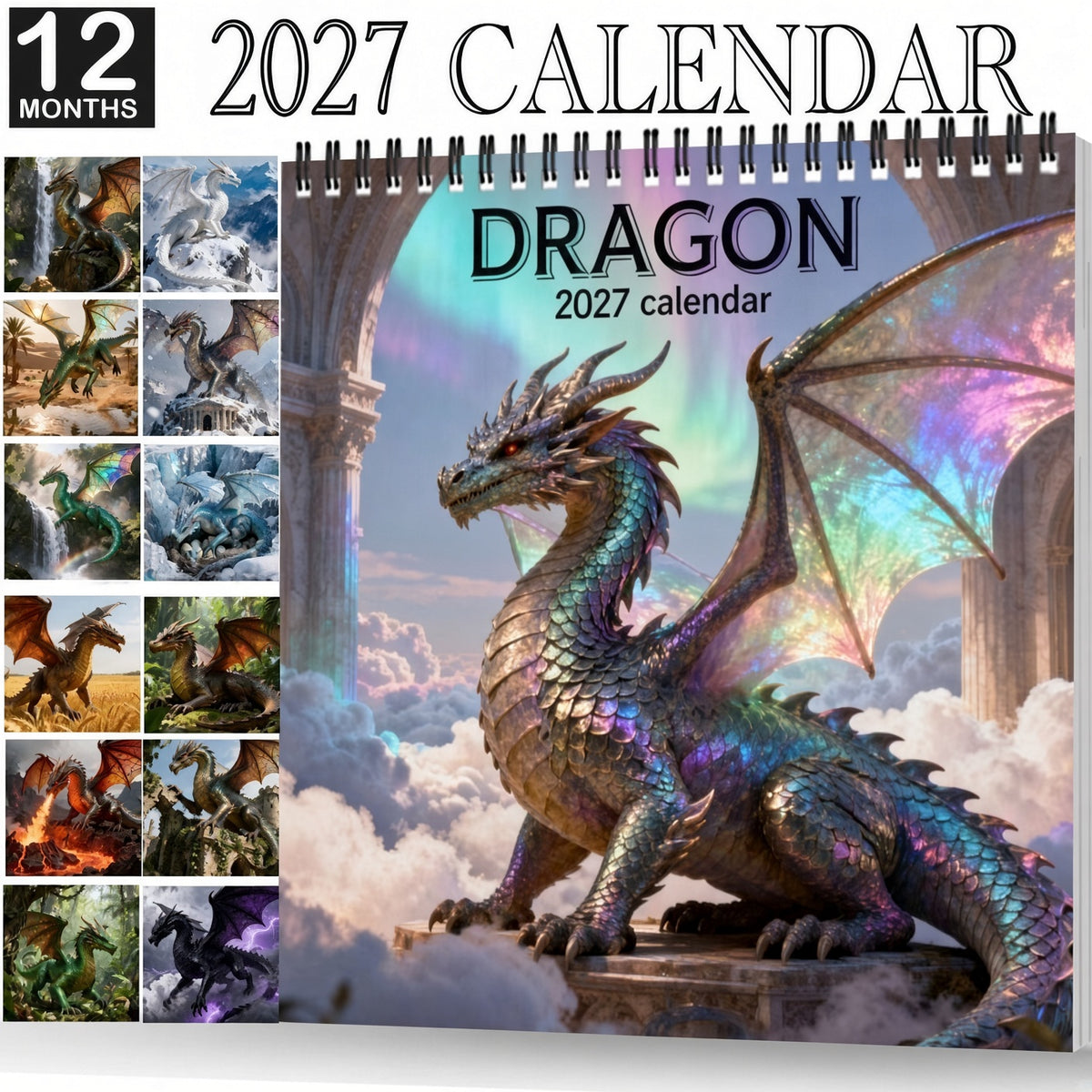 ⏳ Last day to save 50%🐲 2027 Dragon Calendar – Epic Fantasy Dragons Collection🔥🎁