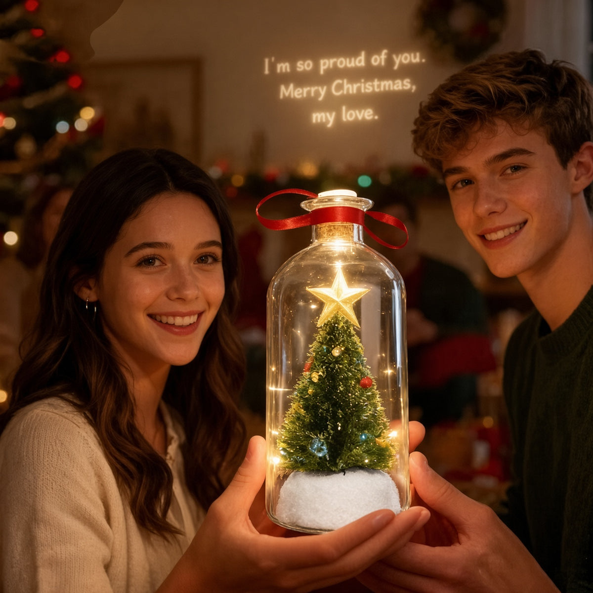 🎄 Recordable Christmas Tree Message in a Bottle – Personalized Christmas Gift 🎁