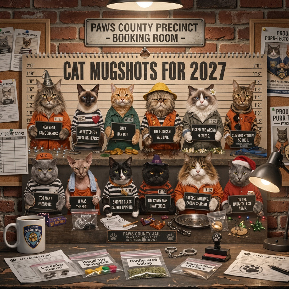 💥 Last Day 50% OFF😹📅 2027 Funny Cat Calendar – 12 Months of Purr-fect Chaos 🐱😂