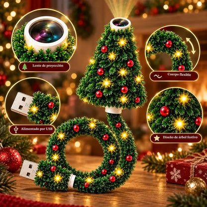 🎄 Christmas LED Projector Light ✨ | USB Plug & Play 🎅 6 Interchangeable Patterns ❄️ Cozy Holiday Room Decor 🎁