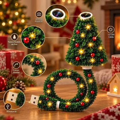 🎄 Christmas LED Projector Light ✨ | USB Plug & Play 🎅 6 Interchangeable Patterns ❄️ Cozy Holiday Room Decor 🎁